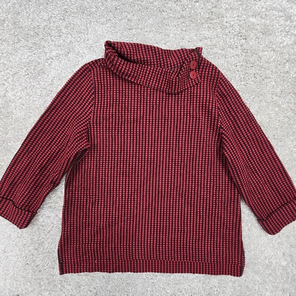 Habitat Sweater Womens Large Red‎ Black Long Sleeve Tunic Cowl Neck Stretch - Picture 1 of 12